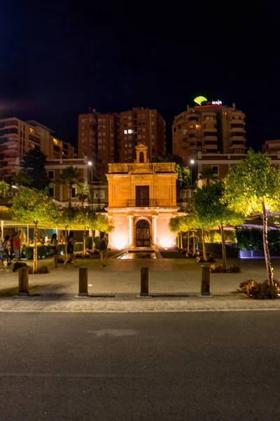 Espagne Malaga Europe Malaga Amidons Rue Illuminées Immeubles Dans Ville — Photo