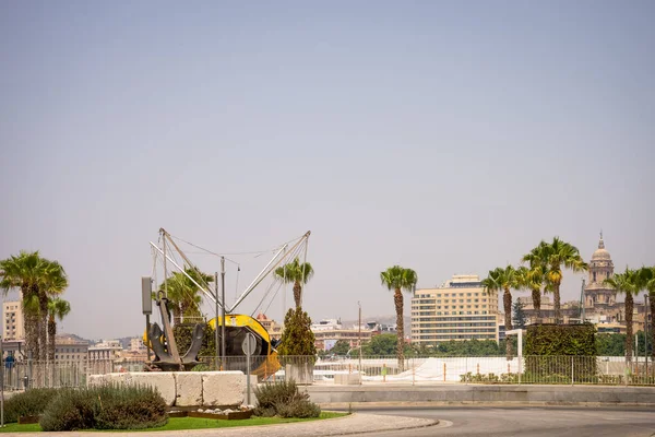 Spain, Malaga, Europe, a tower that has a sign on the side of a road — Stock Image Spain Malaga Europe Tower Has Sign Side Road Stock Image