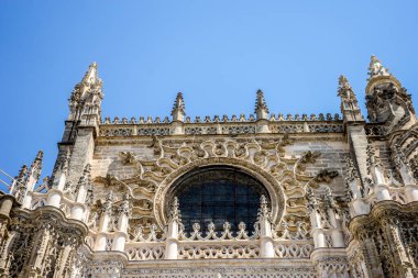 Seville, İspanya - 18 Haziran 2017: Seville, İspanya 'da Gotik Katedralin Spire' ı, Haziran 2017, Avrupa