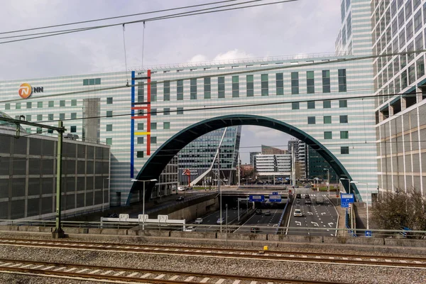 Nederländerna Haag Mars 2018 Motorvägen Ovanför Den Haag Centralstation Och — Stockfoto