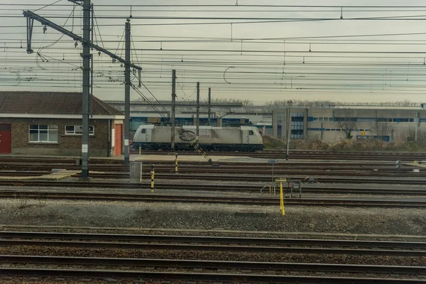 Bruges Belçika Şubat 2018 Şubat Sabahı Bruges Tren Istasyonunda Euro — Stok fotoğraf