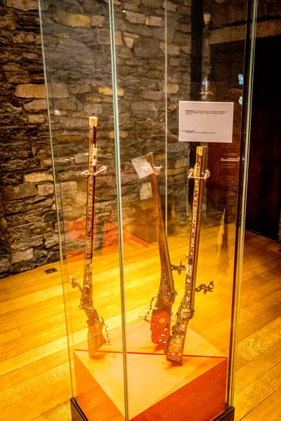 Gent Belgien April Mittelalterliche Waffe Langes Gewehr Ausgestellt Museum Schloss — Stockfoto