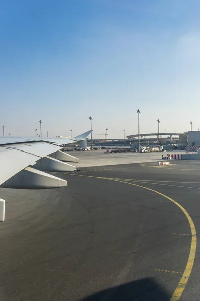 Dubai Emiraten November 2018 Uitzicht Emiraten Vliegtuig Door Een Raam — Stockfoto