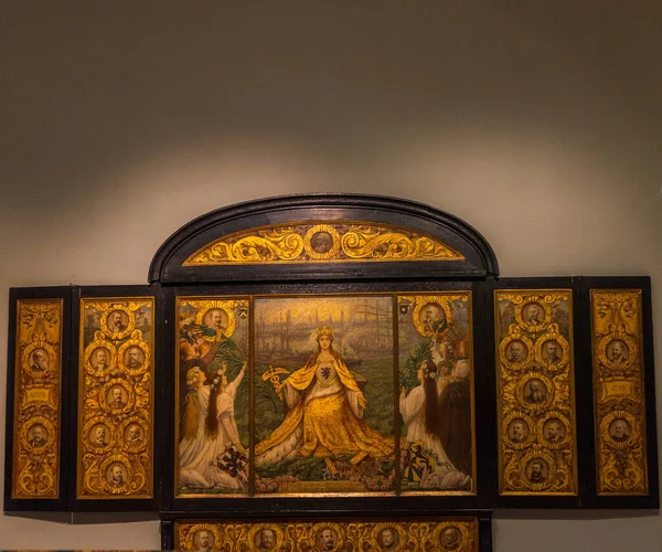 Brugge België April Vlaamse Schilderij Van Een Madonna Het Stadhuis — Stockfoto