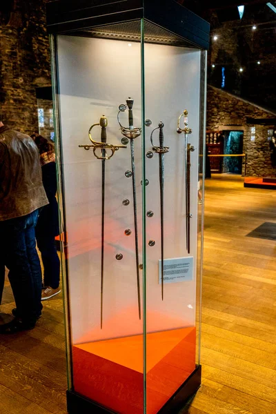 Gent Belgien April Mittelalterliche Waffe Scharfes Schwert Museum Schloss Gravensteen — Stockfoto