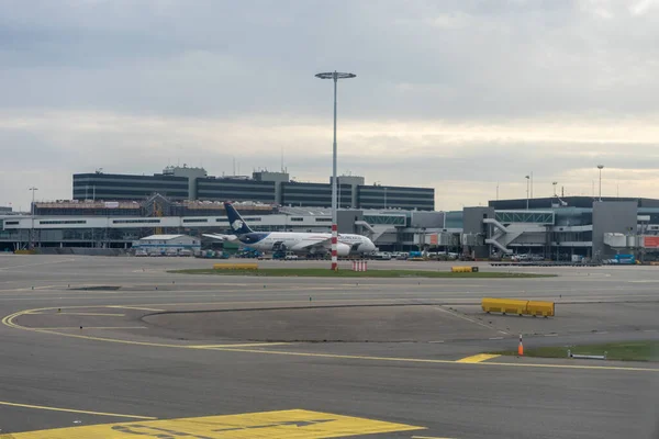 Holanda Amsterdã Schiphol Março 2018 Aviões Aero México Aeroporto Schiphol — Fotografia de Stock