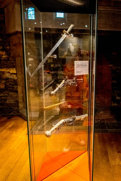 Гент Бельгия Апреля Средневековое Оружие Оружие Выставленное Музее Замке Гравенстин — стоковое фото