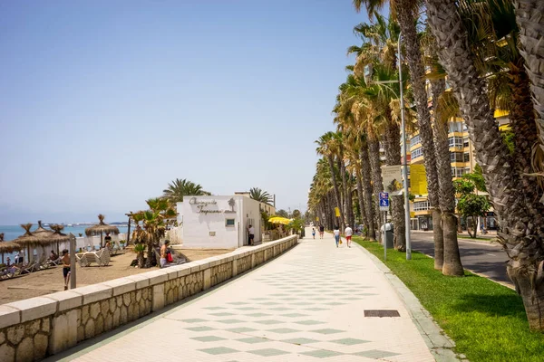 Spanje Malaga Juni 2017 Mensen Het Strand Van Malagueta Malaga — Stockfoto