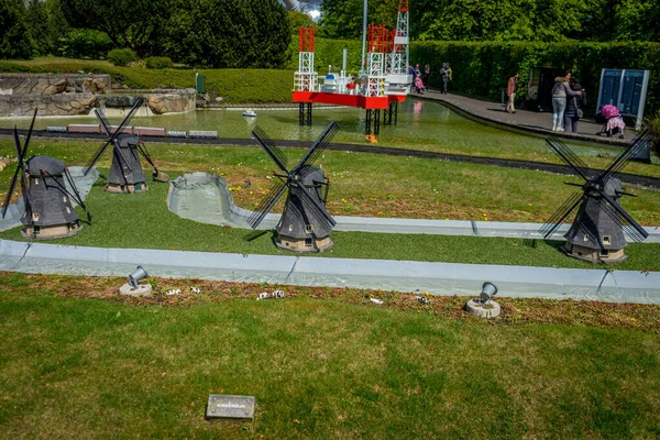 Bruxelles Belgio Aprile 2017 Miniature Parco Mini Europe Riproduzioni Mulini — Foto Stock