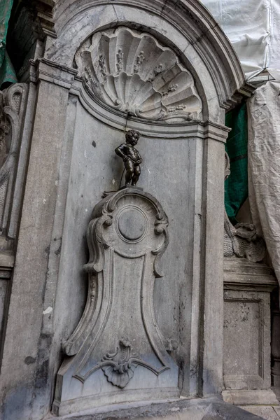 Brussels Belgium April 2017 Manneken Pis Little Man Pee Landmark — Stock Photo, Image