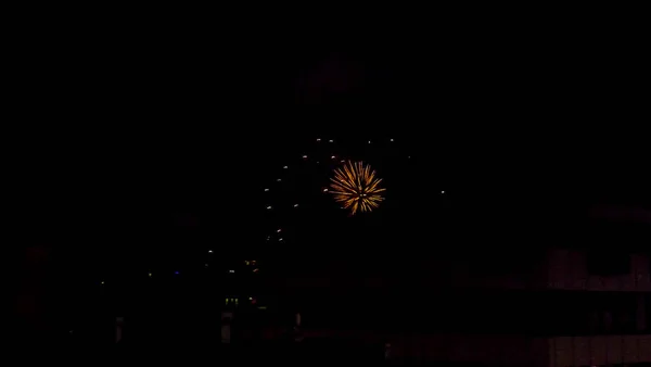 Schweiz Basel Low Angle Von Firework Display Nacht Über Dem — Stockfoto