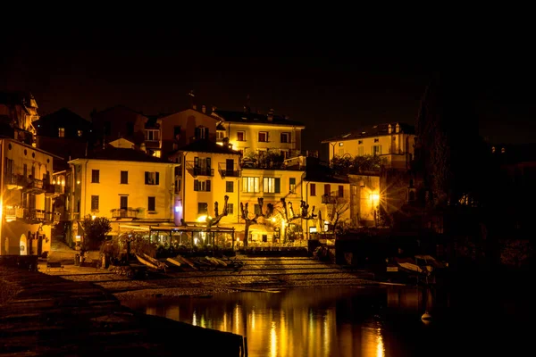 Europe Italy Varenna Lake Como Lit City Night — Stock Photo, Image