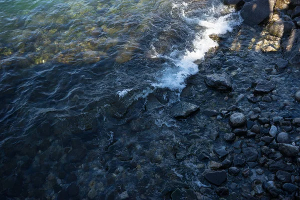 Europa Italien Menaggio Comer See Eine Nahaufnahme Eines Felsens Wasser — Stockfoto