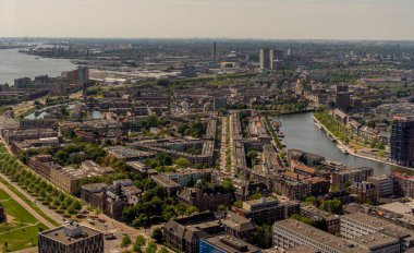 Hollanda, Rotterdam, Euromast ufuk çizgisi şehir manzarası