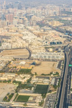 Dubai Emirlikleri Çölü, şehrin havadan görünüşü.