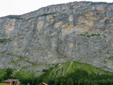 İsviçre, Lauterbrunnen, Avrupa, Kaya oluşumlarının düşük açılı görüntüsü