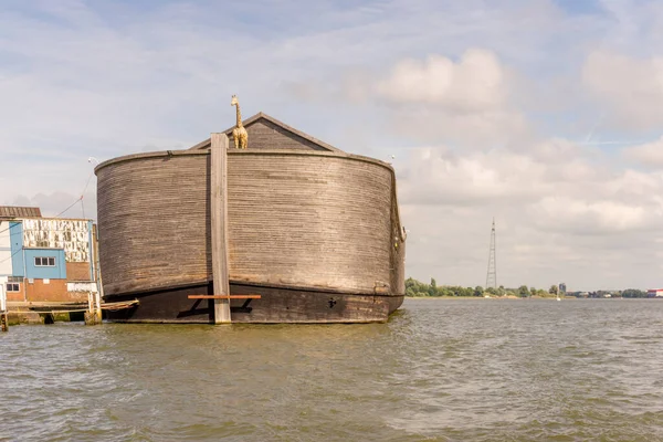 Netherlands, Rotterdam, a wooden Noah\'s Ark boat in a body of water