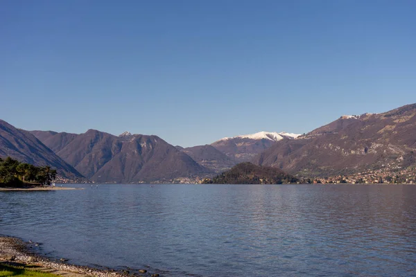Evropa Itálie Bellagio Jezero Como Velká Vodní Plocha Horou Pozadí — Stock fotografie