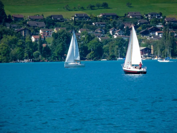 Switzerland Lauterbrunnen Europe Sailboat Sailing Sea — Stock Photo, Image