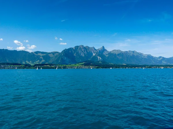 Švýcarsko Lauterbrunnen Evropa Scenic View Sea Again Blue Sky — Stock fotografie