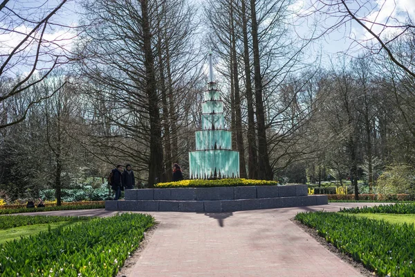 Jardin Fleuri Pays Bas Europe Grand Arbre Dans Parc — Photo