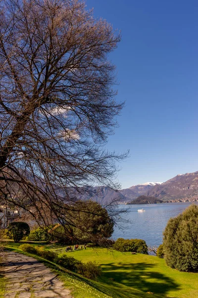 Europa Itália Bellagio Lago Como Vista Cenica Lake Contra Céu — Fotografia de Stock