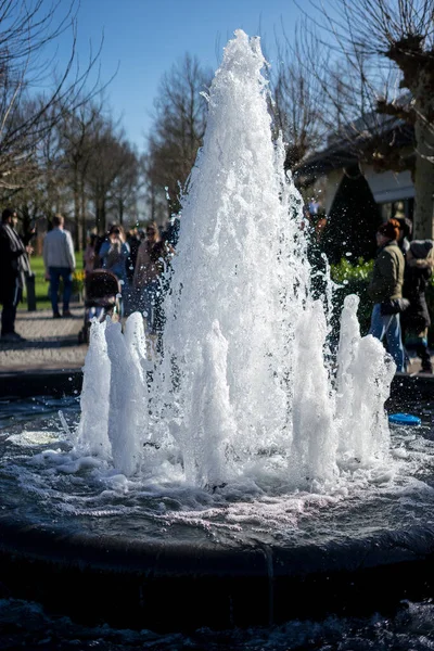 Flower Garden Paesi Bassi Europa Una Fontana Nella Neve — Foto Stock