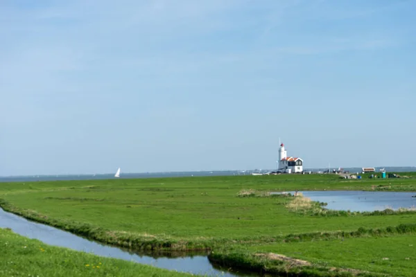 Holanda Wetlands Maarken Europa Campo Verde Exuberante Lado Corpo Água — Fotografia de Stock