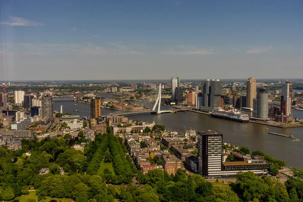 Nederland Rotterdam Stadsgezicht Skyline Van Stad Met Erasmus Brug — Stockfoto