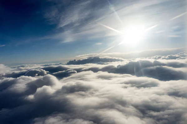 Vue Des Nuages Depuis Fenêtre Avion Groupe Nuages Dans Ciel — Photo