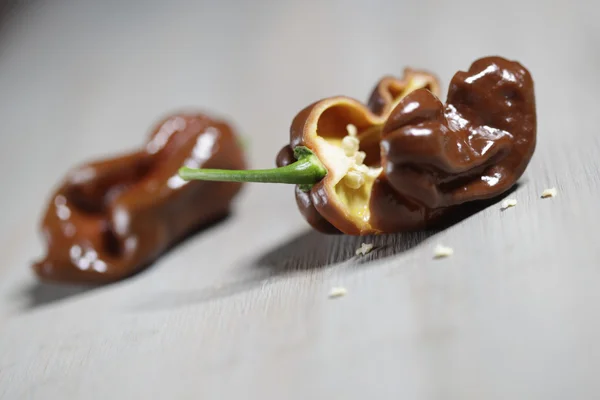 Habanero chocolate on wooden background — Stock Photo, Image