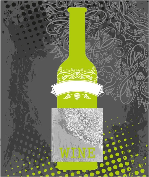 Botella de vino verde — Vector de stock