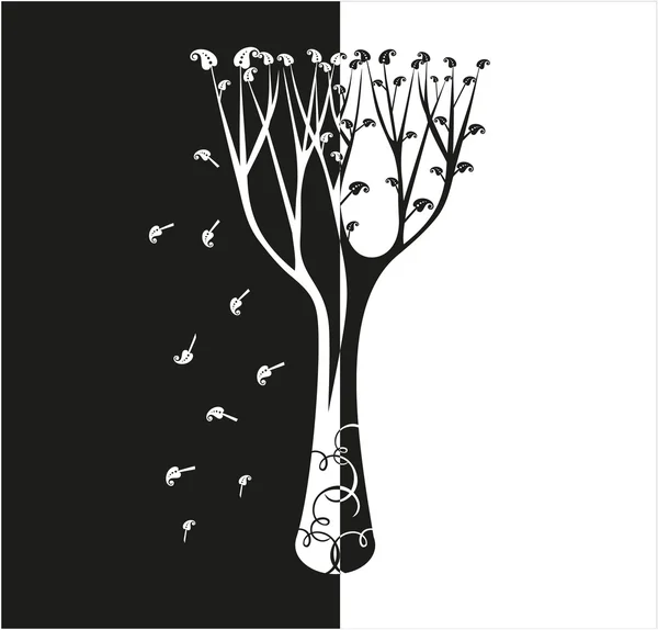 Árbol con hojas — Vector de stock