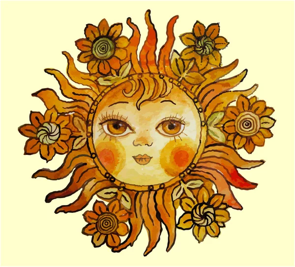 Lächelnder Sonnenvektor — Stockvektor