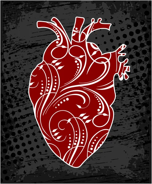 Анатомическое цветочное сердце человека . — стоковый вектор