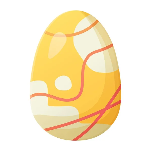 Χαριτωμένο ρεαλιστικό αυγό Πάσχα ζωγραφισμένο με αφηρημένη εκτύπωση. Μπορεί να χρησιμοποιηθεί ως στοιχείο κυνήγι Πάσχα για web banners, αφίσες και ιστοσελίδες. Εικονογράφηση διάνυσμα αρχείου σε στυλ κινουμένων σχεδίων που απομονώνονται σε λευκό — Διανυσματικό Αρχείο