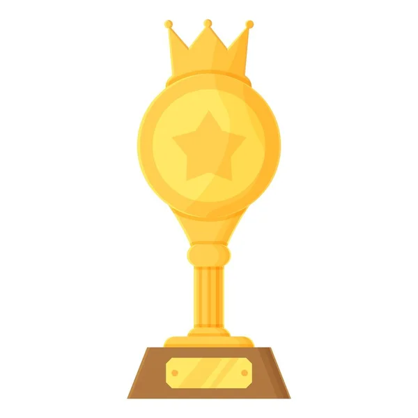 Cartoon winnaar cup object. Gouden trofee met kroon. Prijs, succes, competitie, prestatie, felicitaties concept. Stock vector element geïsoleerd op witte achtergrond in vlakke stijl. — Stockvector