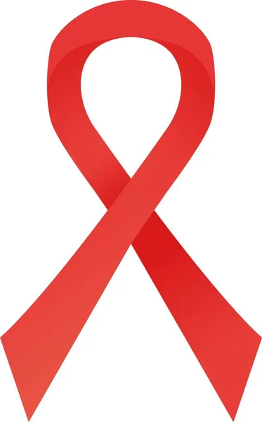 Red awareness ribbon. AIDS, HIV solidarity day concept. Stock vector illustration isolated on white background in flat cartoon style — Stock Vector