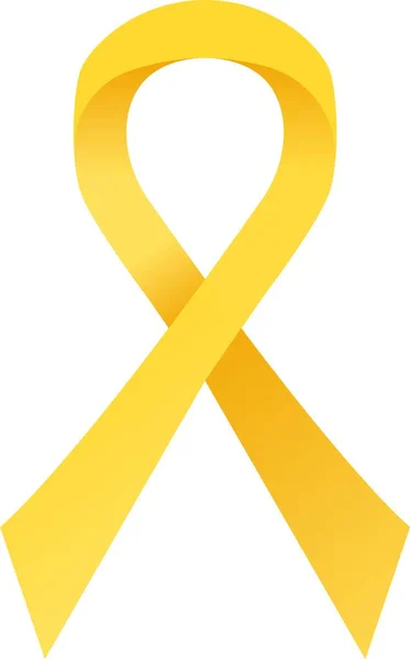 Yellow awareness ribbon. Suicide prevention, endometriosis awareness day, symbol of support for military forces concept. Stock vector illustration isolated on white background in flat cartoon style — Stock vektor
