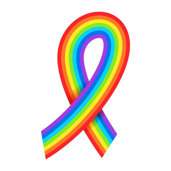 Regenbogen-Bewusstseinsbänder. LGBTQ-Symbol. Stolz, Vielfalt, Toleranz. — Stockvektor