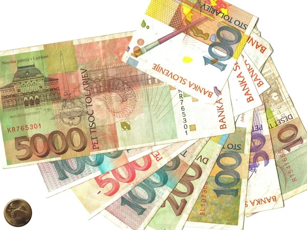 Slovenia, banknotes and coin Stock Photo