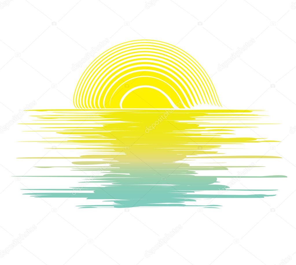 vector icon sunset in the sea