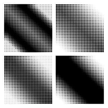 Yarı ton kareler ve daireler farklı de soyut vektör kümesi