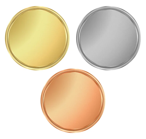 Вектор раунд пустой текстурированной золото серебро бронзовые медали. Он может б — стоковый вектор