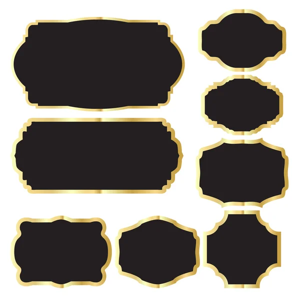 Vector set of blank tea labels with golden stroke — Stock Vector