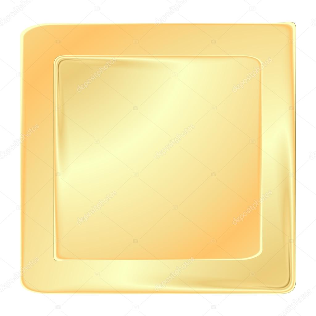 Empty  vector golden square frame template for banners or signs or can be used as a sewing a button, cufflinks