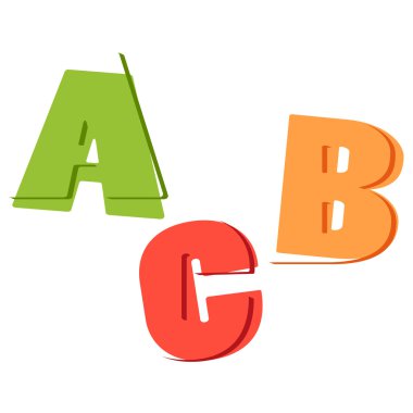 vector letters A, B, C, in different style