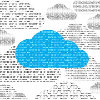 vector blue cloud and clouds consisting of binary 0 and 1