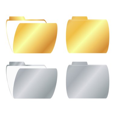 vector gold and silver, open and closed folder icon