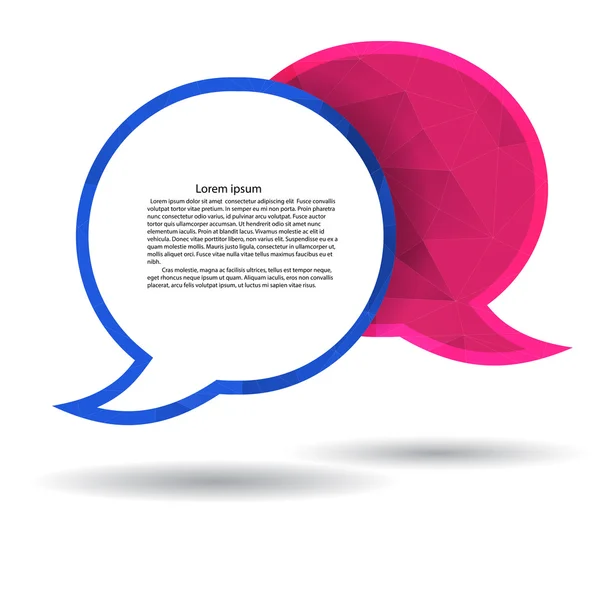 Two vector polygonal speech bubble chat pink and blue, with space for text